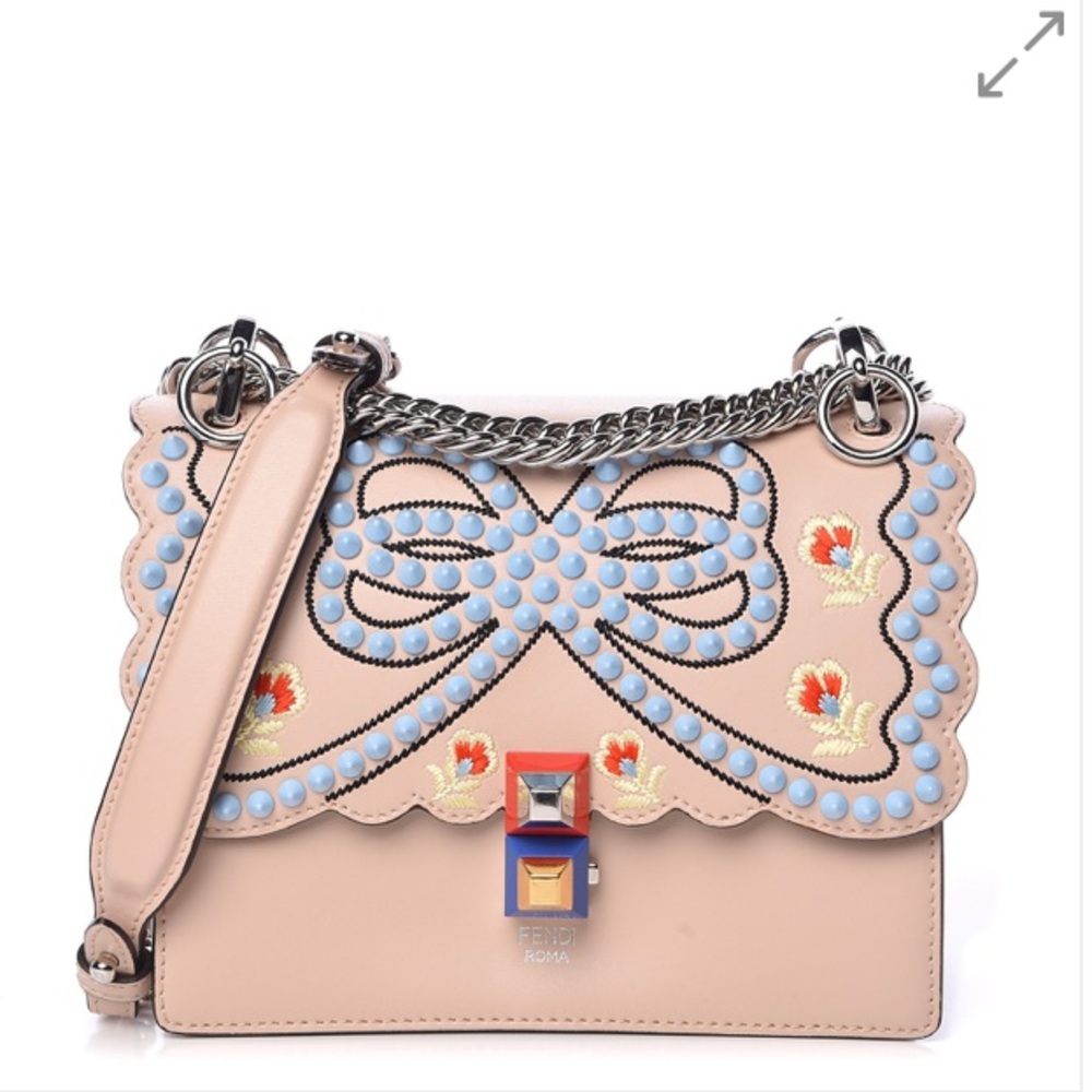 Calfskin Studded Bow Small Kan Shoulder Bag
